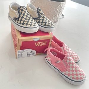 Girls checker print slip ons